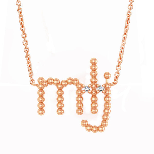 Custom Beaded 3 Initial Diamond Necklace | Naomi Gray Jewelry