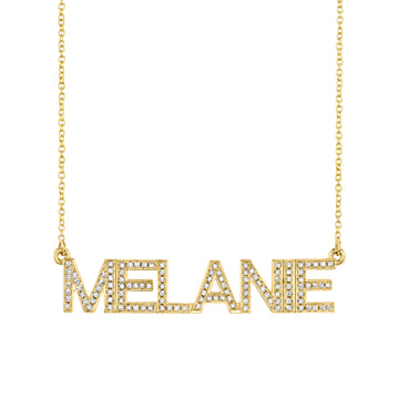 Custom Pave Block Print Name Necklace