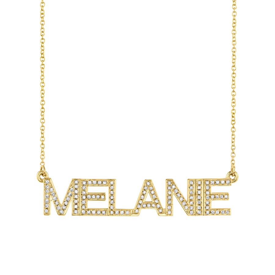 Custom Pave Block Print Name Necklace