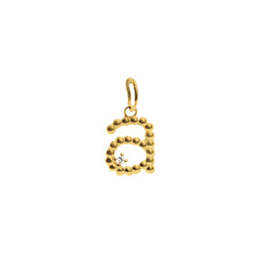 Beaded Single Initial Charm 14k Gold | Naomi Gray Jewelry