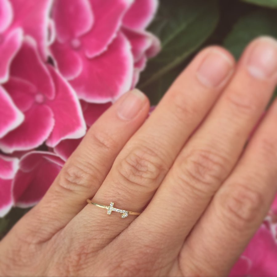 Sideways Pave Initial Ring | Naomi Gray Jewelry