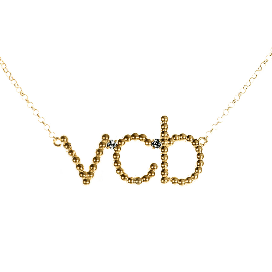Custom Beaded 3 Initial Diamond Necklace | Naomi Gray Jewelry