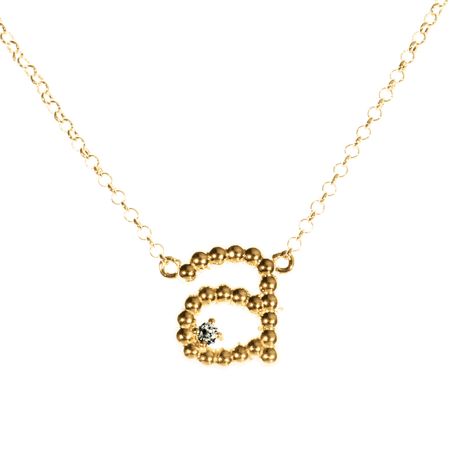 Custom Beaded Single Initial Diamond Necklace | Naomi Gray Jewelry