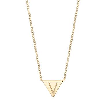 Single Initial Engraved Triangle Necklace | Naomi Gray Jewelry