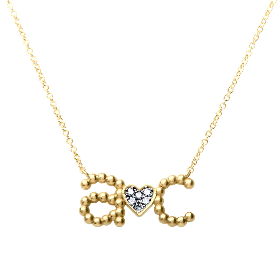 Custom Beaded Initial Necklace with Pave Heart | Naomi Gray Jewelry